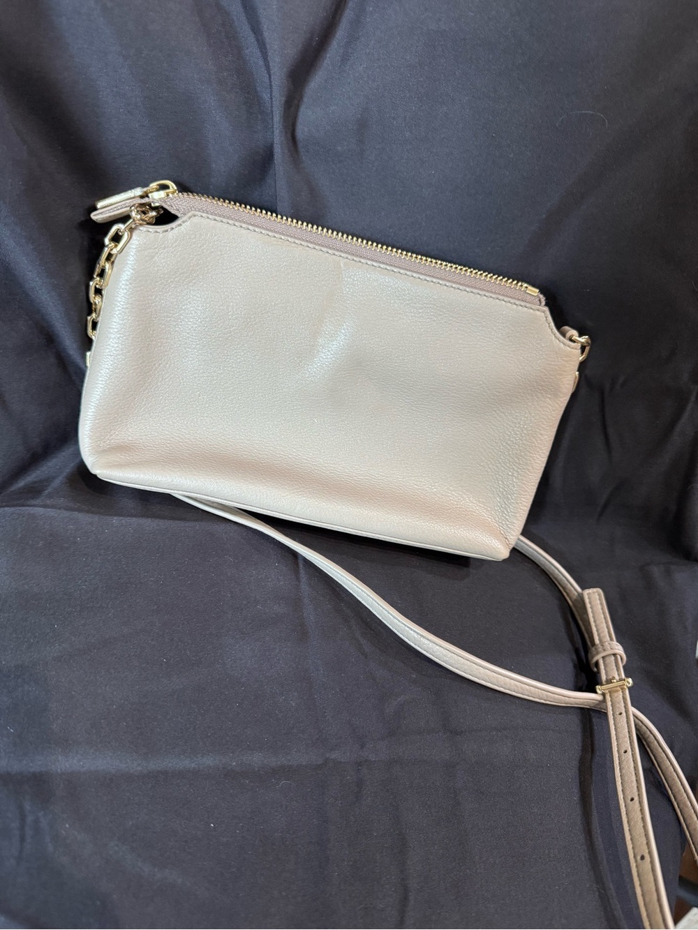 Tory Burch Pebbled Leather Crossbody in Pale Pink with Gold Chain - Picture 6 of 8